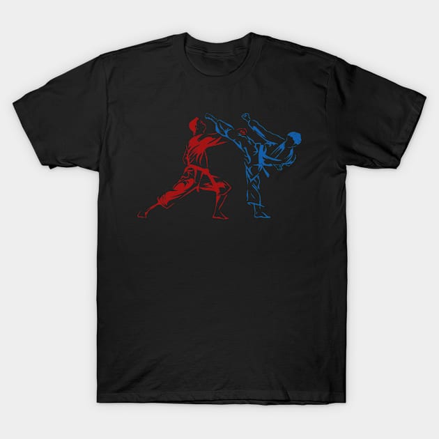 Karate Fighters Black Belt Karate Kick T-Shirt by MzumO